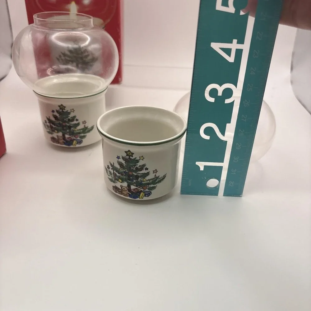 Nikko~Christmastime/Happy Holidays~Mini Candle Lamp w/Candle~Set of 2~IOB